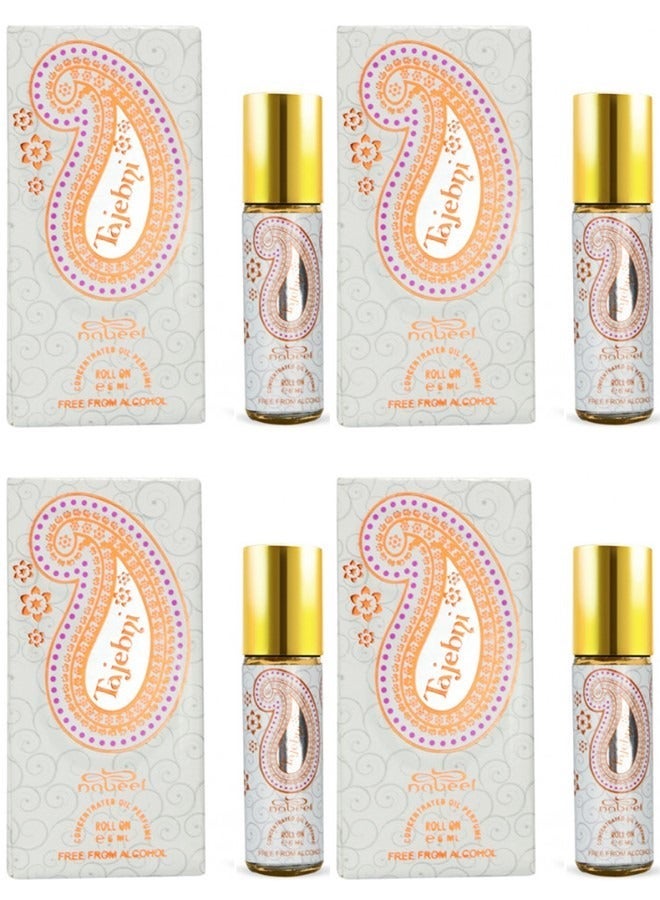 Nabeel 4 Pcs Nabeel Tajebni Alcohol-Free Roll-On Oil Perfume 6ML Long-Lasting Oriental Attar with Rich Oudh & Amber Notes - Image 1